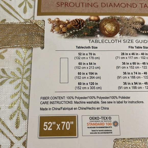 52” x 70” Metallic Tablecloth by Cedar Lane: Sprouting Diamond - Picture 4 of 5